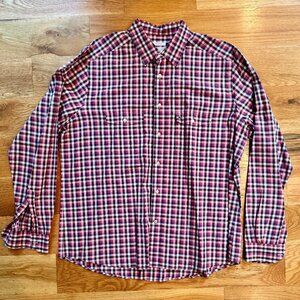 Lacoste Men's Modern Checkered Poplin Button Down Shirt Purple